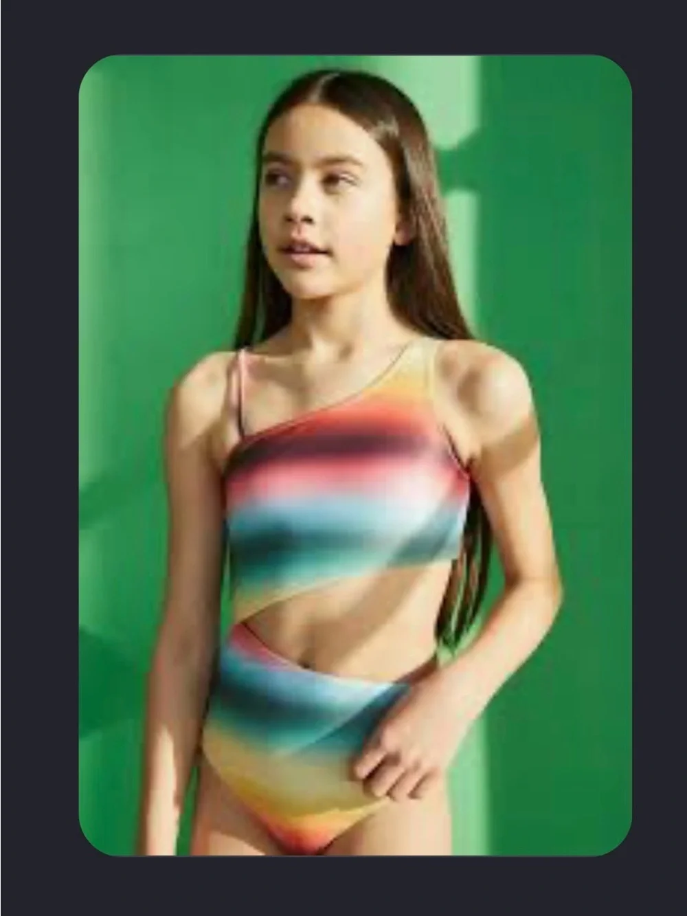 Molo Girls Rainbow Ombre Two-Piece Bikini - Red, Yellow, Blue, Green
